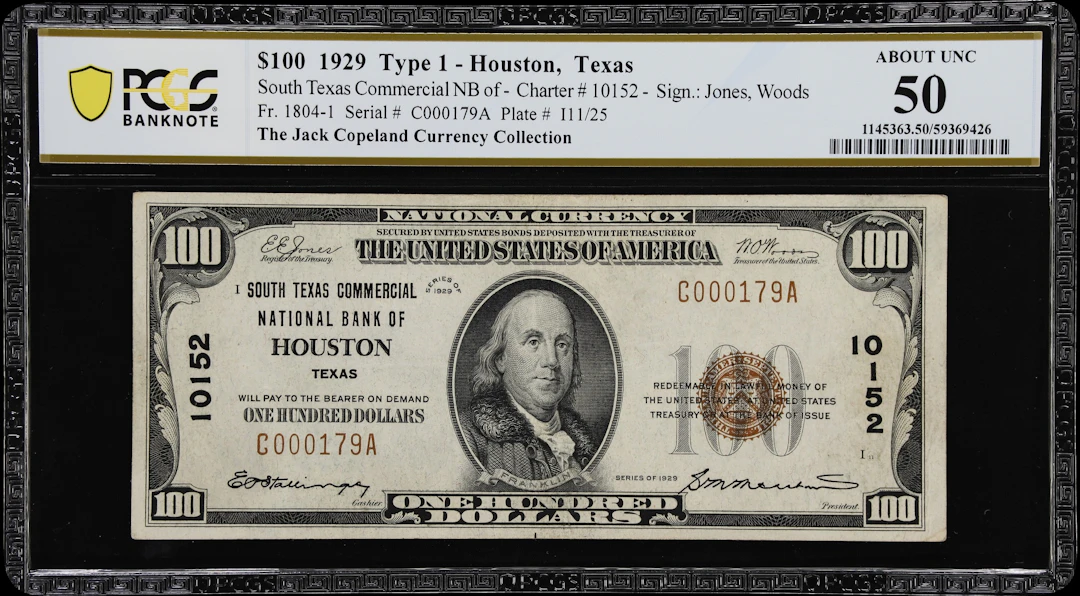 Houston, Texas. $100 1929 Ty. 1. Fr. 1804-1. South Texas Commercial