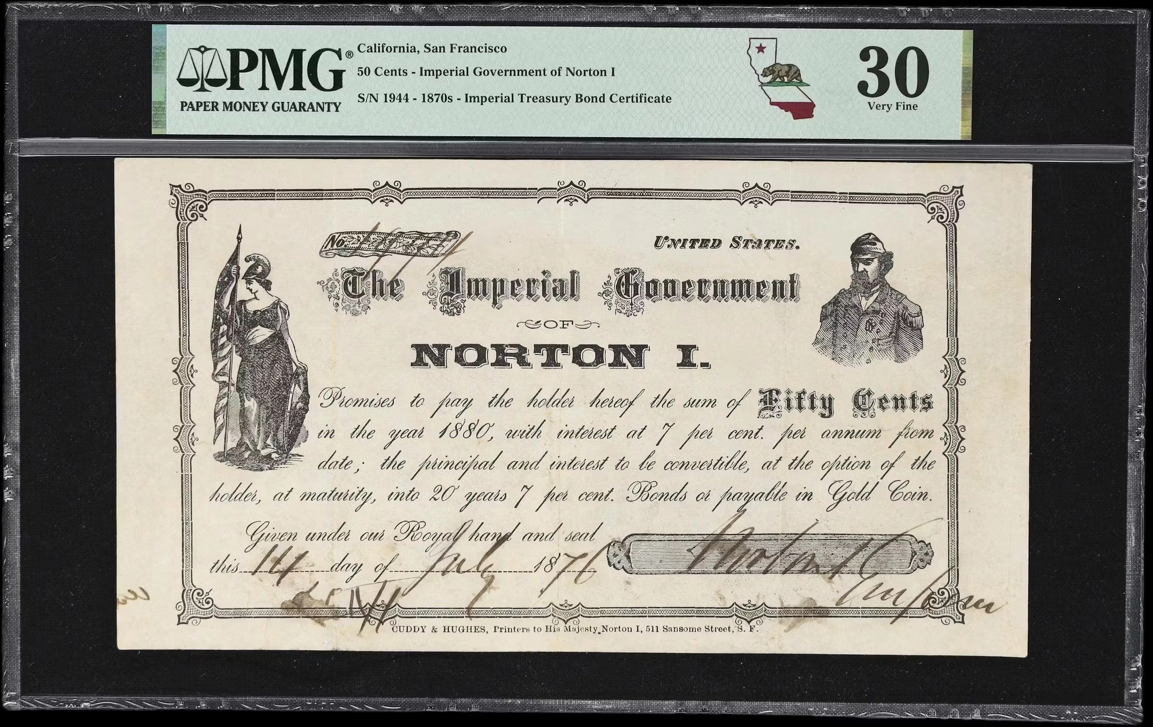 San Francisco, California. Imperial Government of Norton I. 1870s