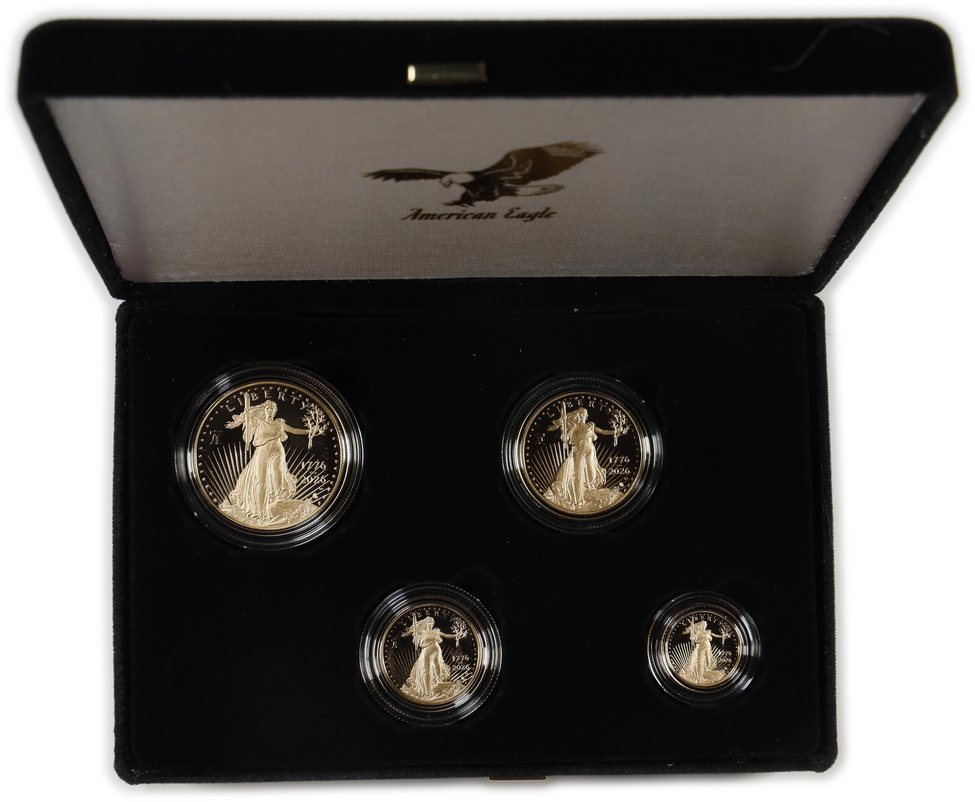 (1.85 oz, 57.542 g AGW). 2026-W American Gold Eagle Four-Coin Set. Proof.