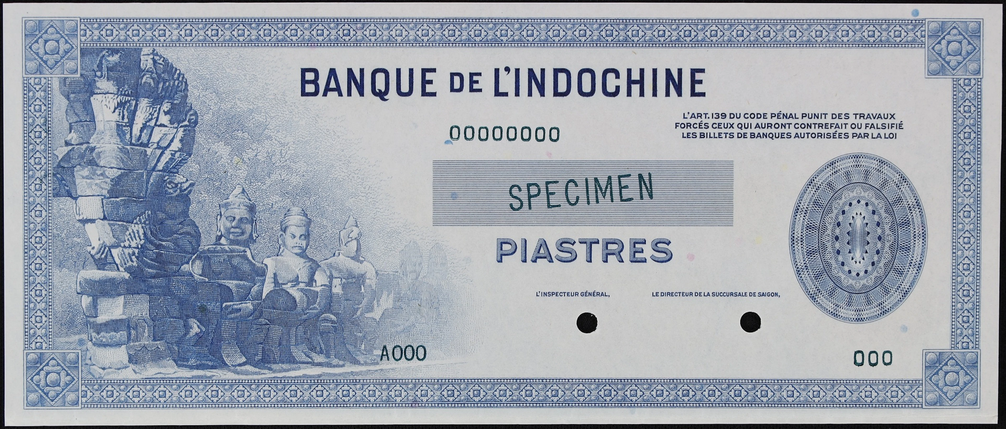 FRENCH INDO-CHINA. Banque de l'Indochine. 100 Piastres, ND (1945).