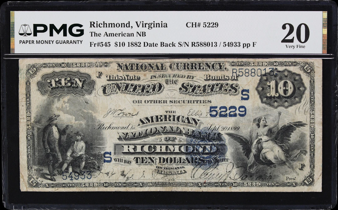 Richmond, Virginia. $10 1882 Date Back. Fr. 545. American NB. Charter