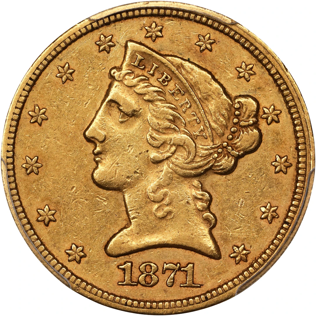 1871-CC Liberty Head Half Eagle. EF-45 (PCGS).
