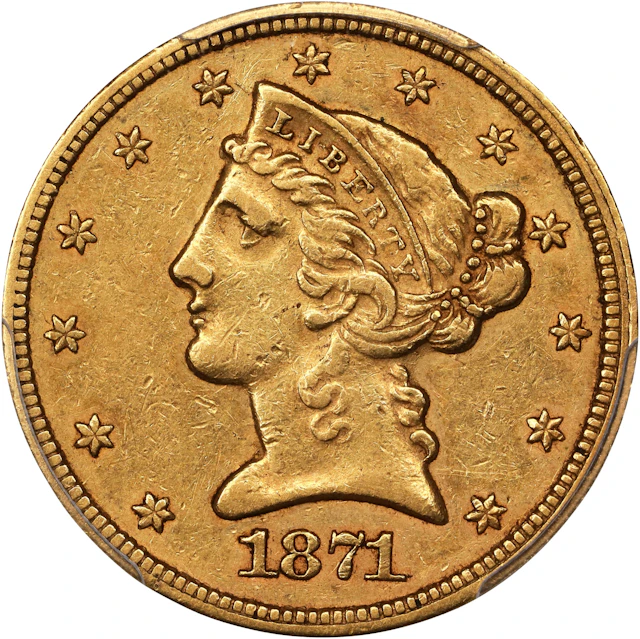 1871-CC Liberty Head Half Eagle. EF-45 (PCGS).