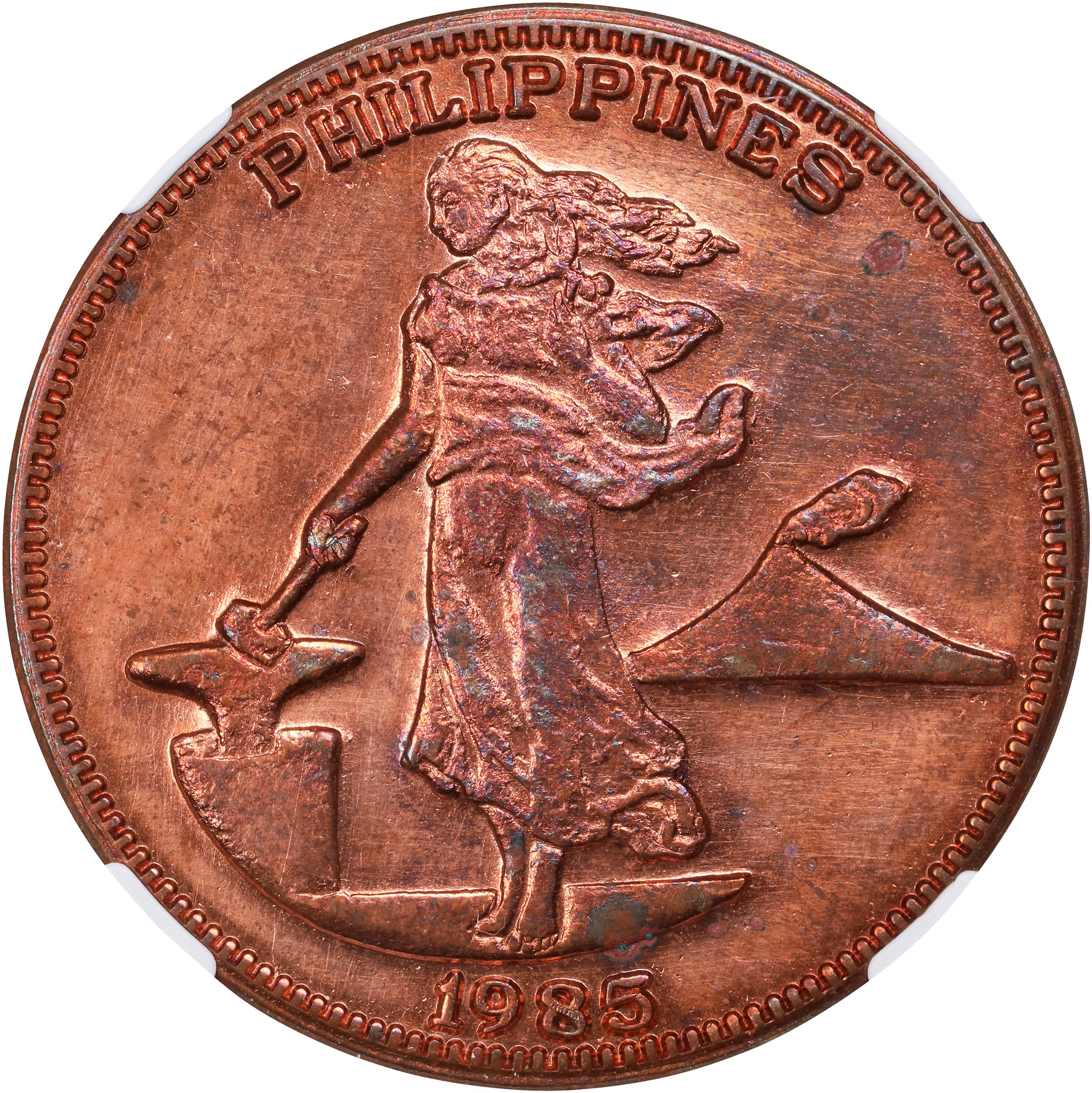 PHILIPPINES. Bayanihan Collectors Club Bronze Medal, 1985. NGC MS-63 Red Brown.