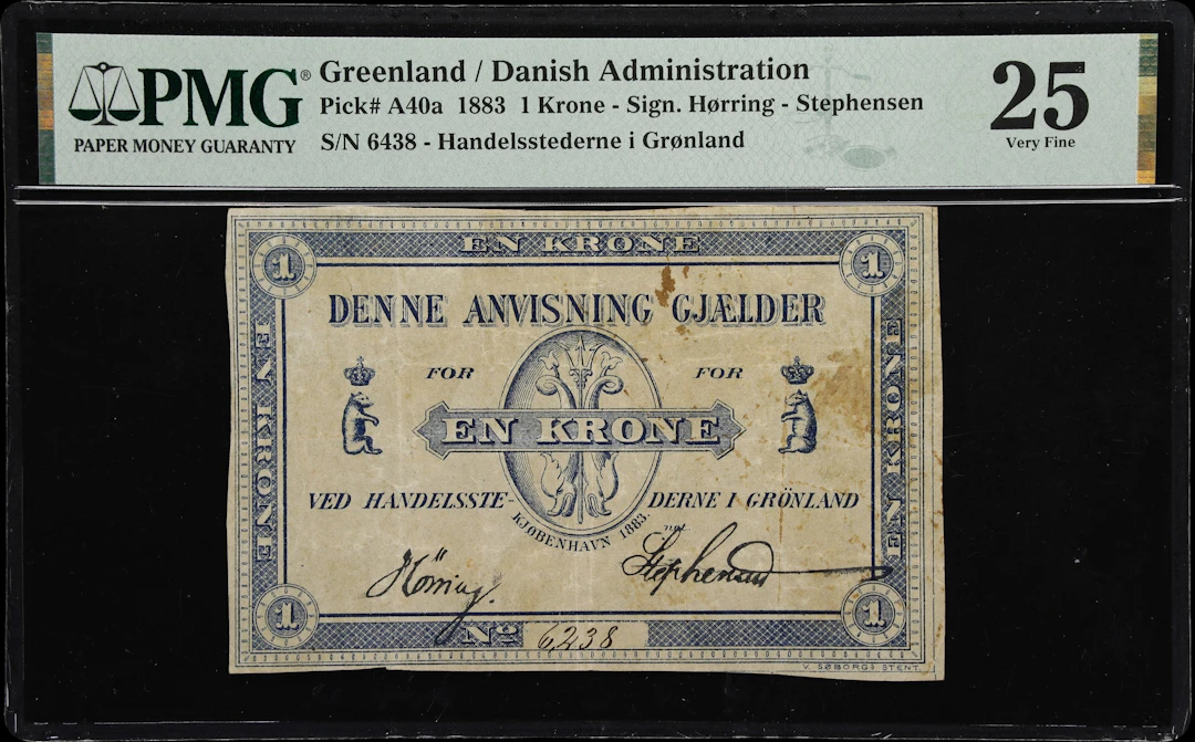 (◊) GREENLAND. Handelsstederne i Gronland. 1 Krone, 1883. P-A40a.