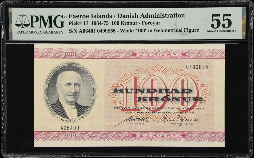 (◊) FAEROE ISLANDS. Faeroe Islands Government. 50 Kronur, 1964. P-17.