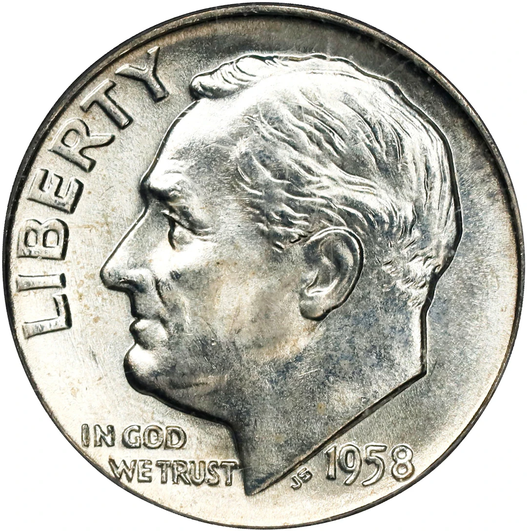 1958-D Roosevelt Dime. Sample Holder. MS-64 (PCGS). OGH Generation 2.0 Doily.