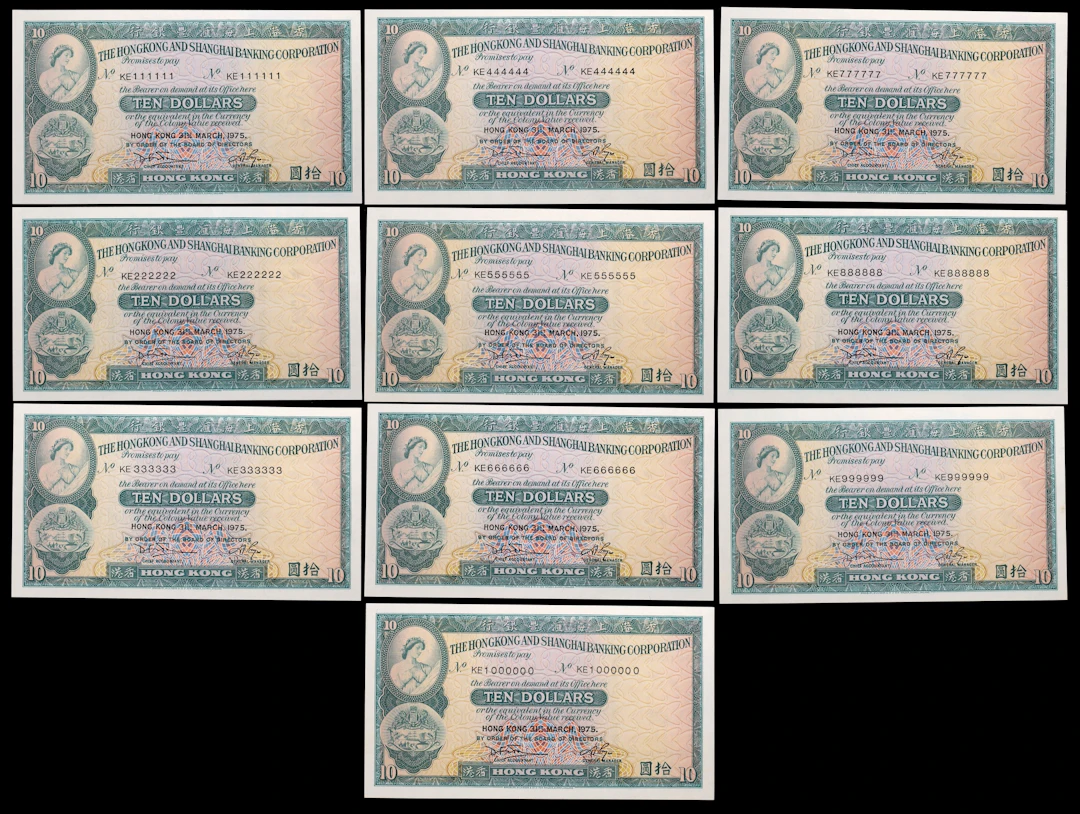 HONG KONG (SAR). Lot of (10). Hong Kong & Shanghai Banking Corporation.
