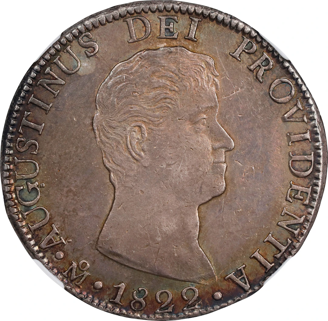 MEXICO. 8 Reales, 1822-Mo JM. Mexico City Mint. Agustin I Iturbide. NGC AU-58.