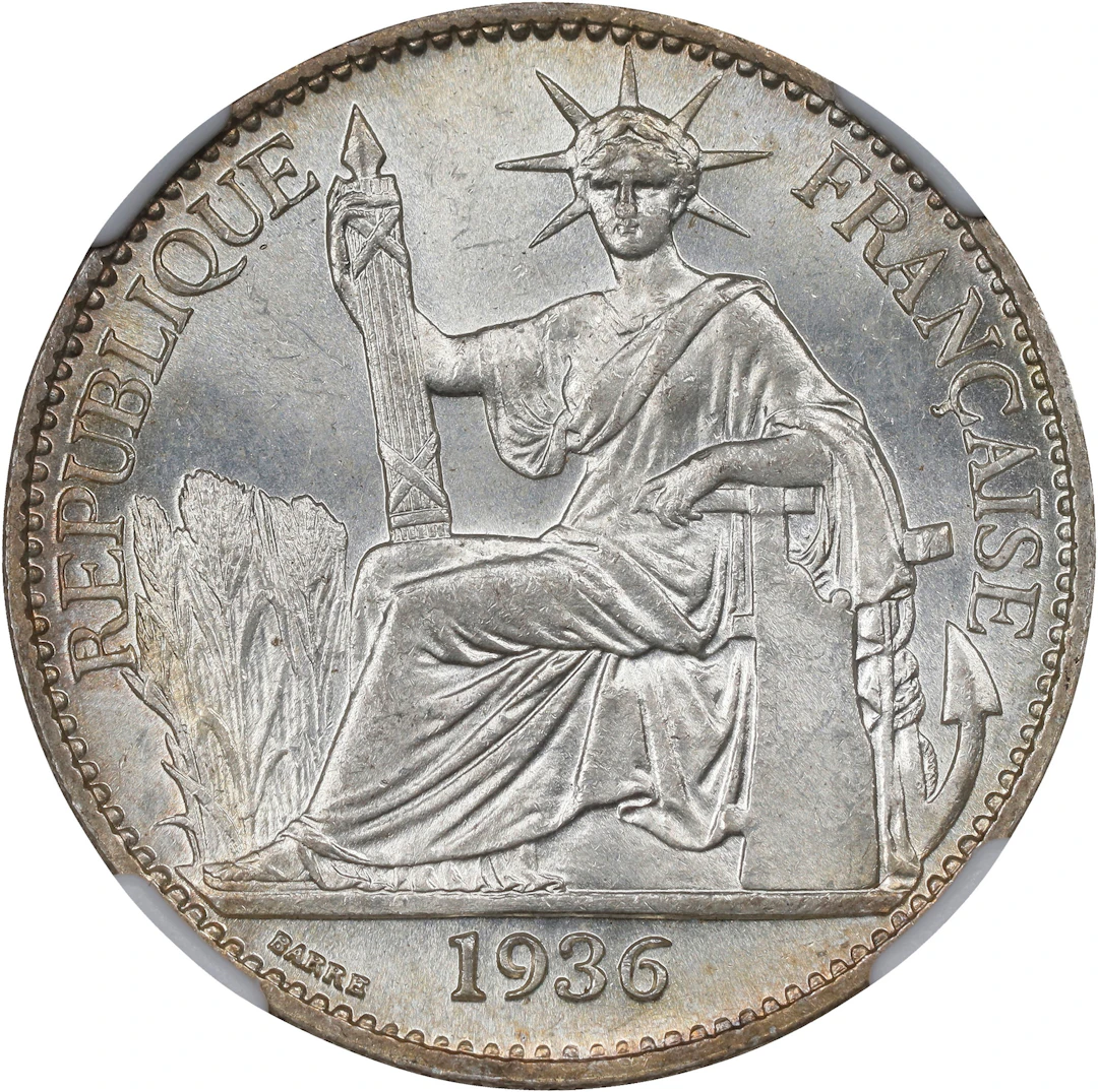 FRENCH INDO-CHINA. 50 Centimes, 1936. Paris Mint. NGC MS-64.