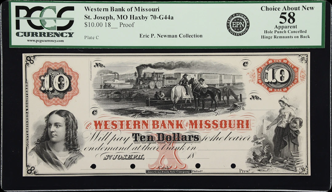 St. Joseph, Missouri. Western Bank of Missouri. 18xx $10. PCGS Currency