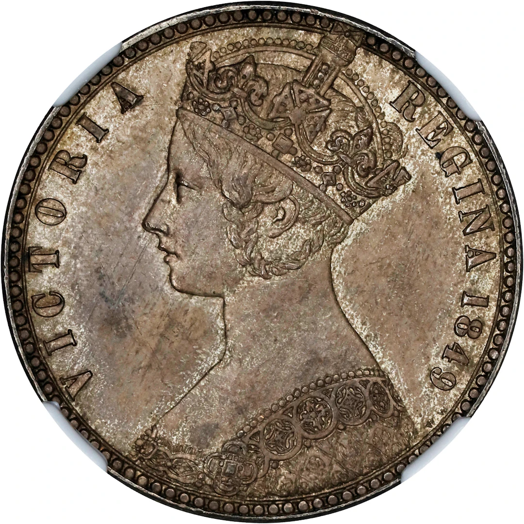 GREAT BRITAIN. "Gothic" Florin, 1849. London Mint. Victoria. NGC MS-63.