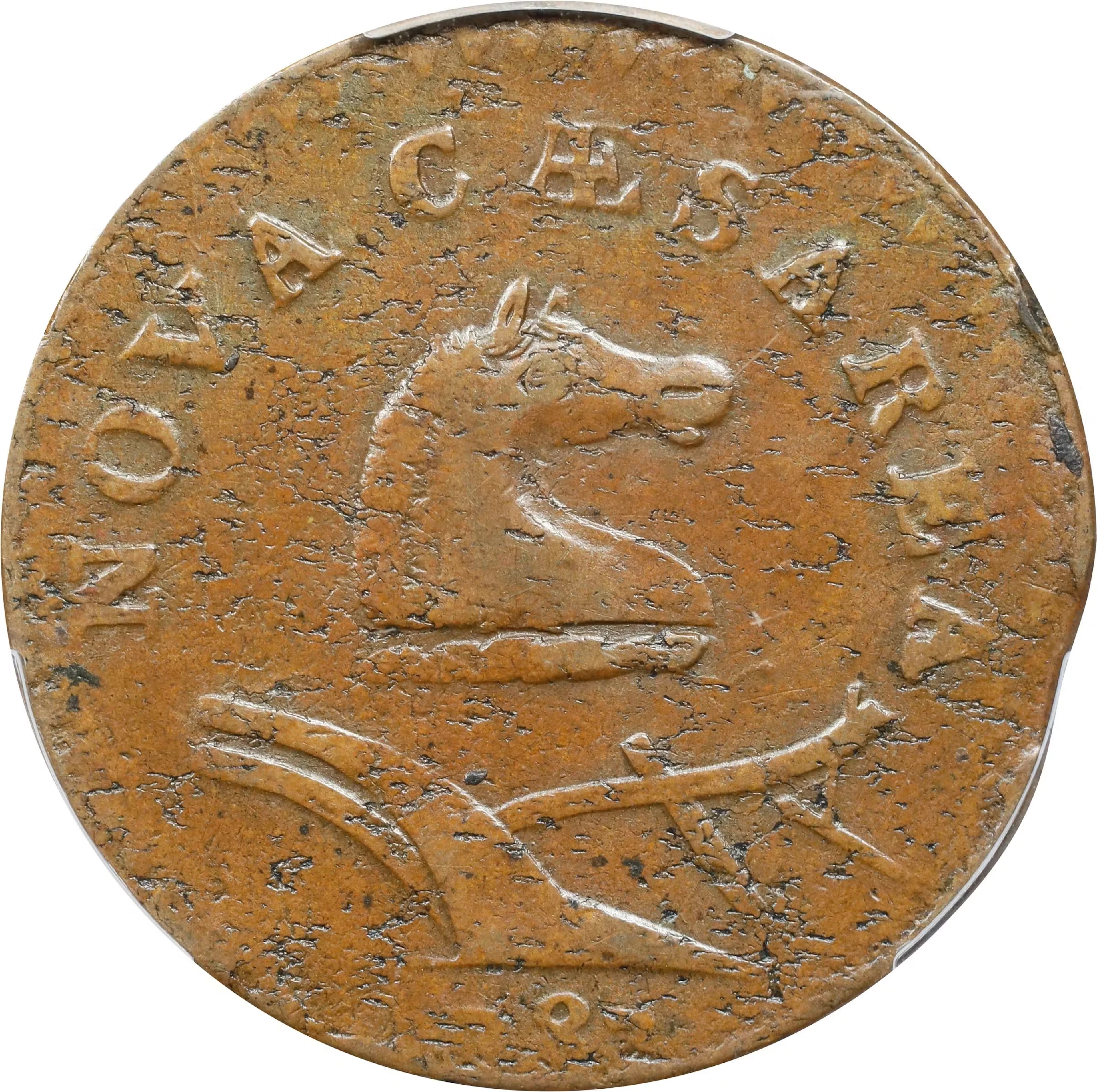 1787 New Jersey Copper. Maris 38-a, W-5180. Rarity-5. No Sprig Above