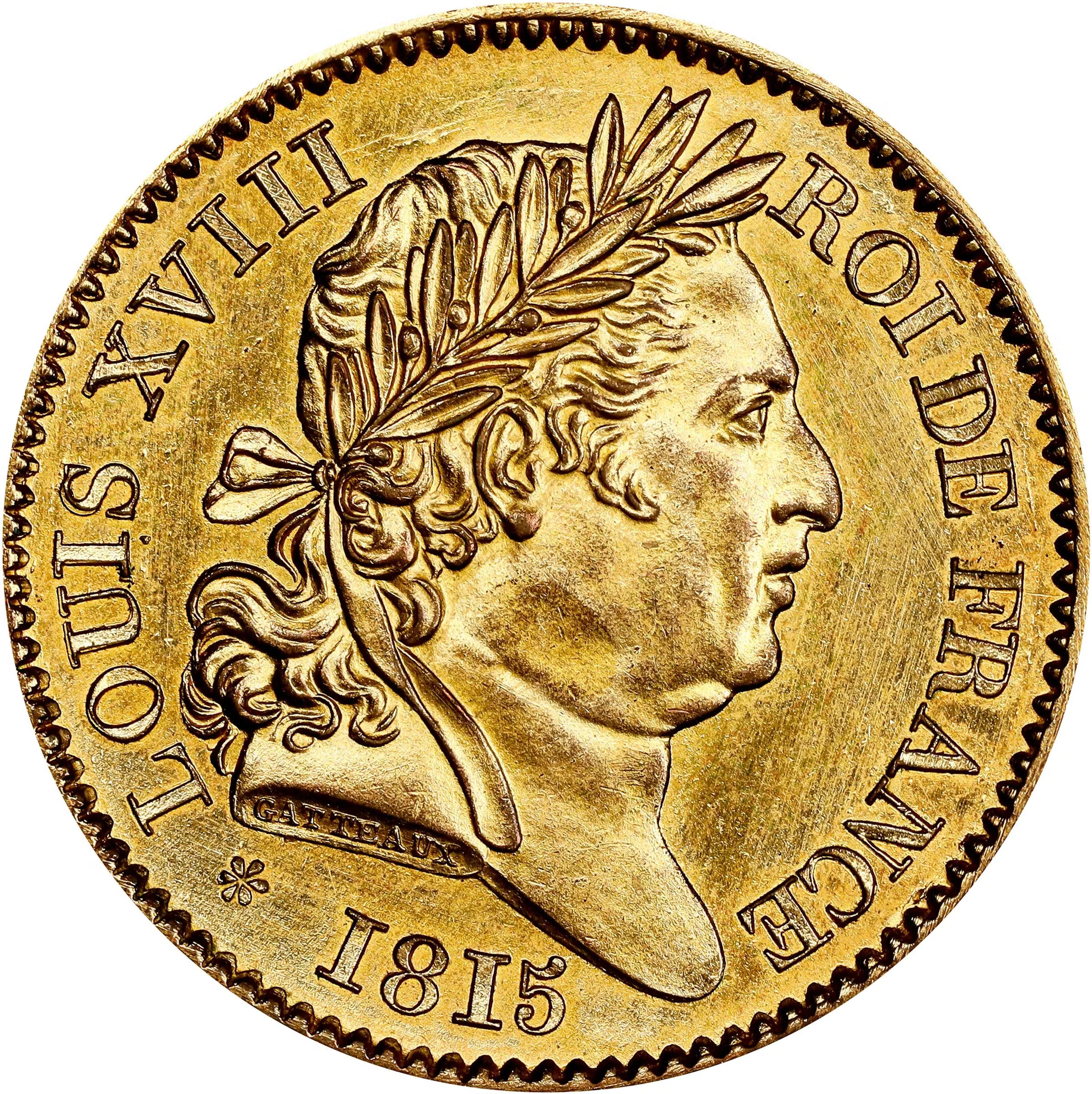 FRANCE. Kingdom (First Restoration). Gilt Copper 40 Francs Essai (Pattern)