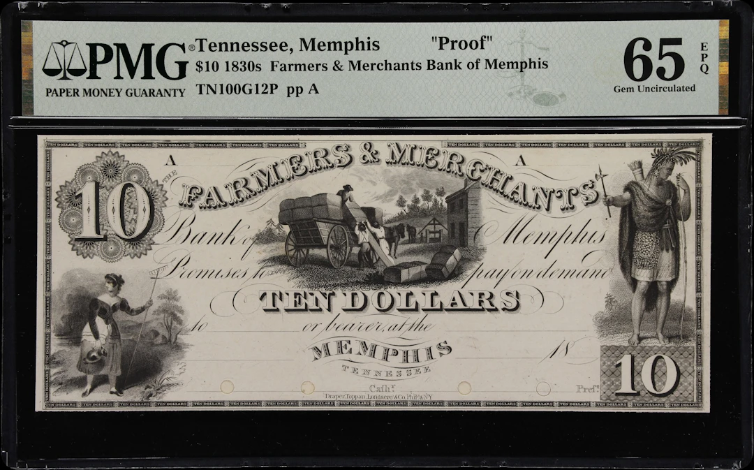 Memphis, Tennessee. Farmers & Merchants Bank of Memphis. 18xx $10.