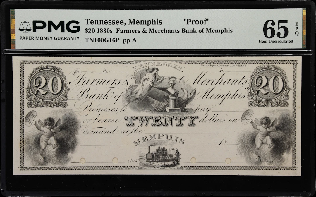 Memphis, Tennessee. Farmers & Merchants Bank of Memphis. 18xx $20.