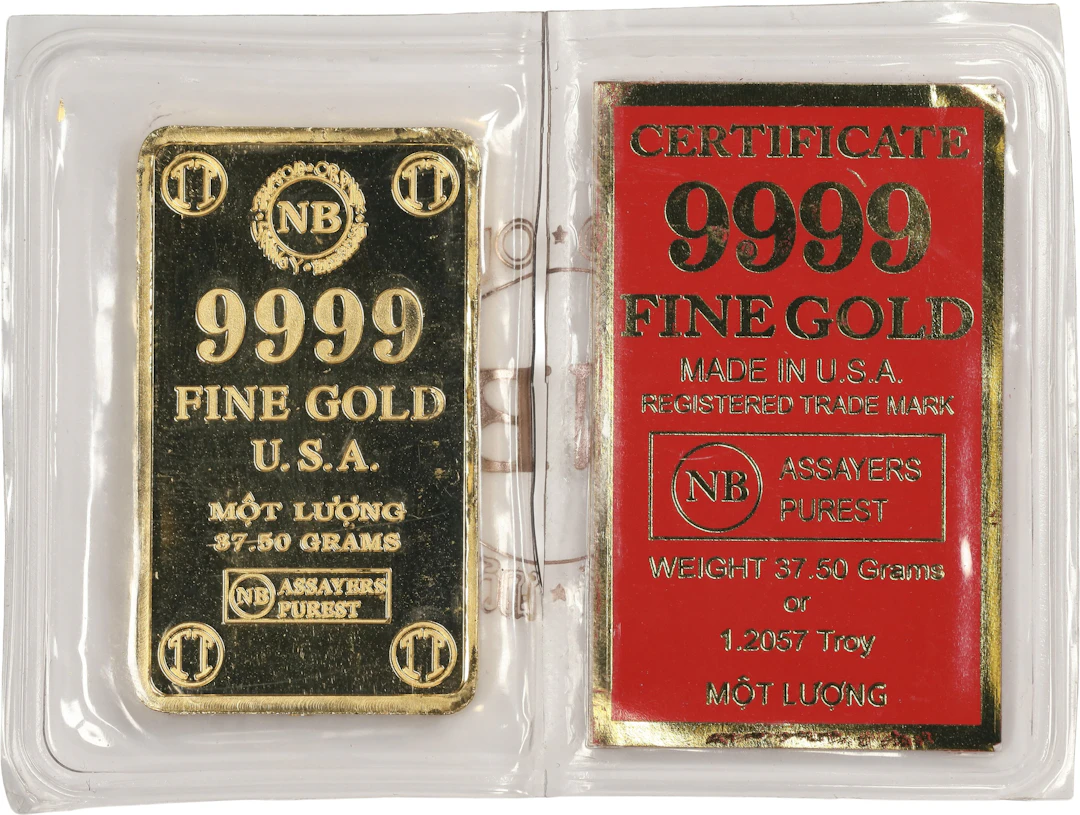 (1.206 oz, 37.5 g AGW). Statue of Liberty 37.5 gram Gold Bar.