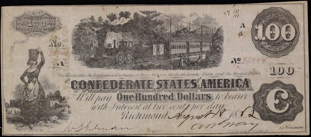 T-40. Confederate Currency. 1862 $100. Very Fine.