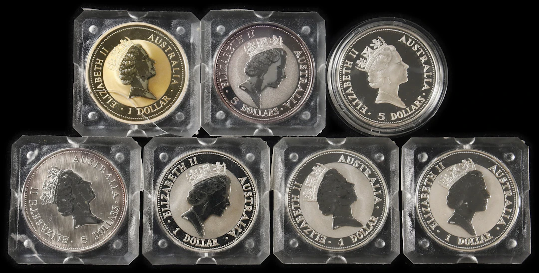 (7 oz, 217.728 g ASW). Australia. Lot of (7) Mixed Date and Denomination