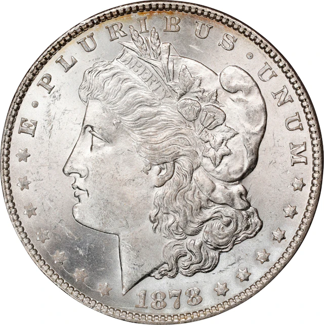 1878 Morgan Silver Dollar. 7/8 Tailfeathers. Weak. MS-63 (PCGS). OGH
