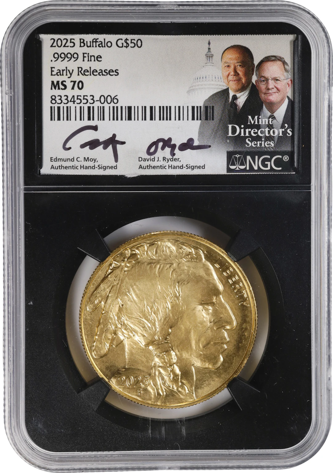 (1 oz, 31.104 g AGW). 2025 American Gold Buffalo $50. MS-70 (NGC).