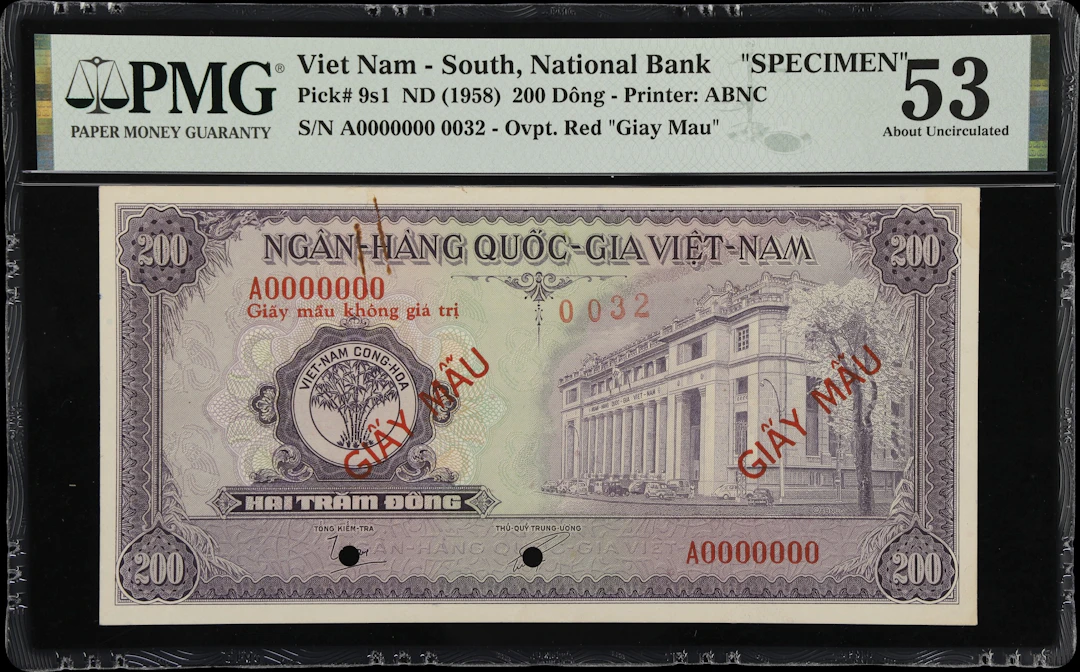 VIETNAM, SOUTH. National Bank of Vietnam. 200 Dong, ND (1958). P-9s1.