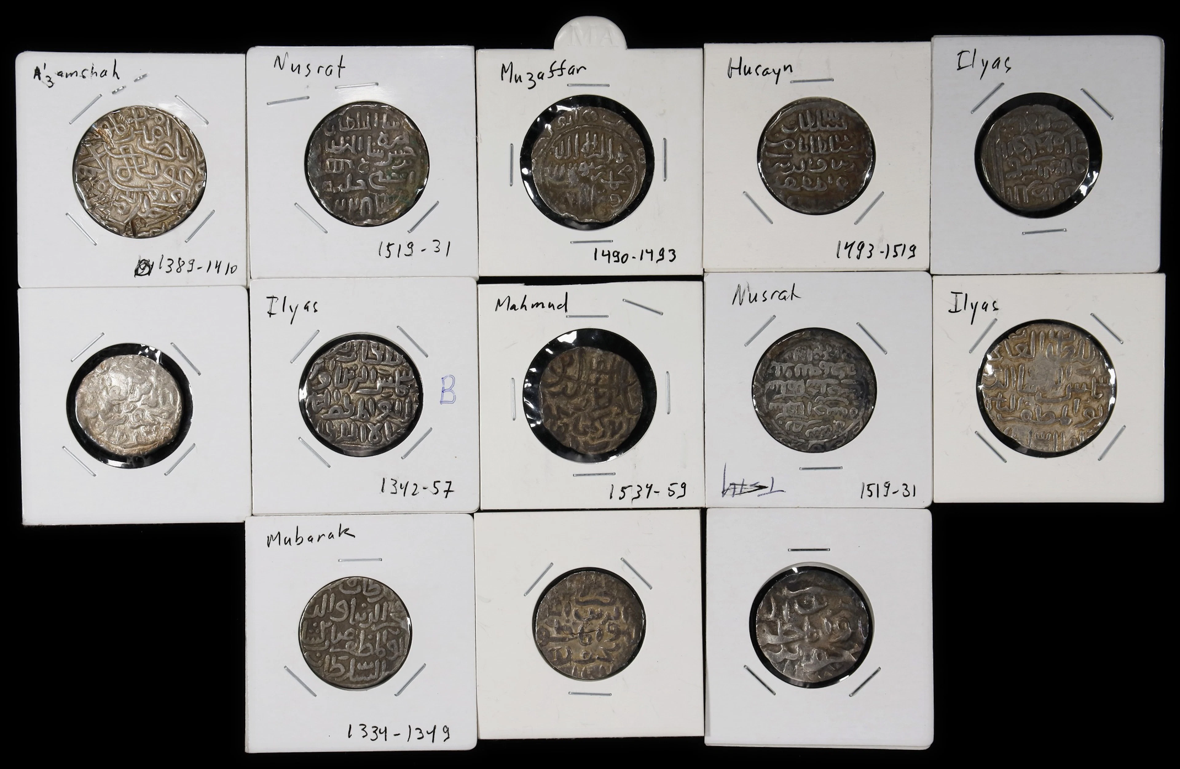 INDIA. Bengal Sultanate. Group of Silver Tankas (13 Pieces), AH 731-937