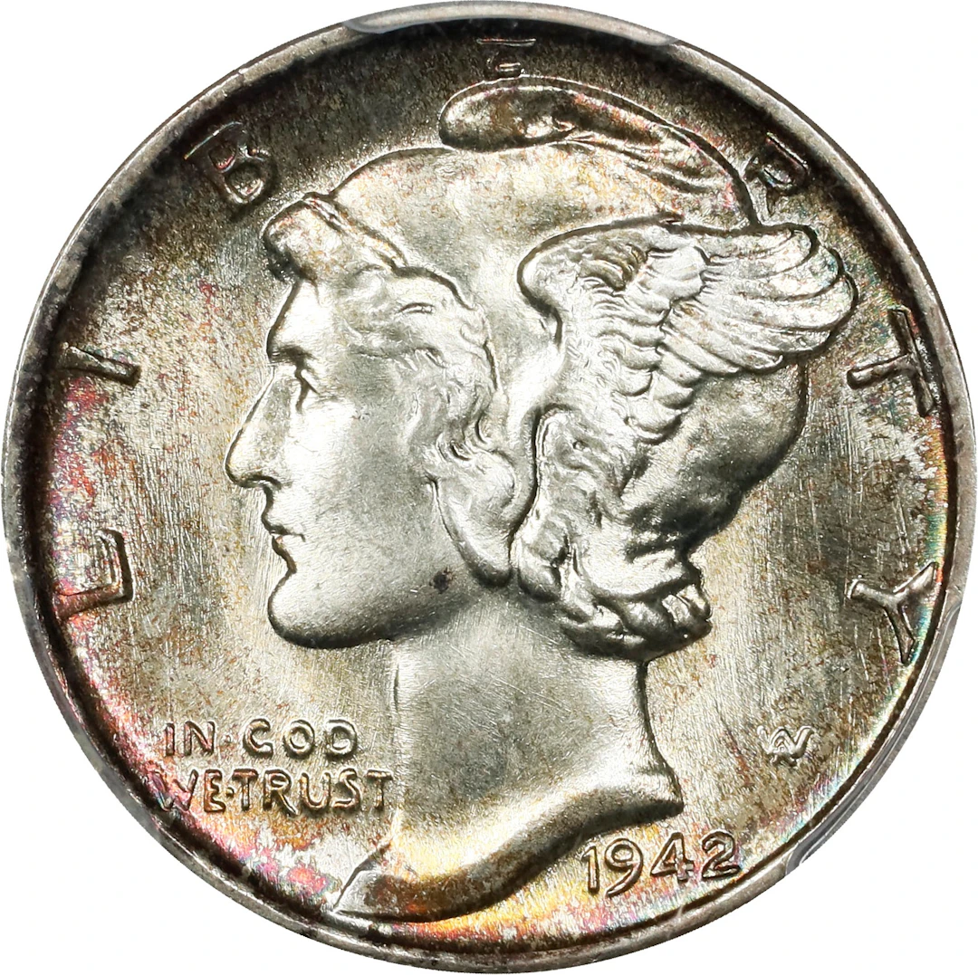 1942 Mercury Dime. MS-68 FB (PCGS).