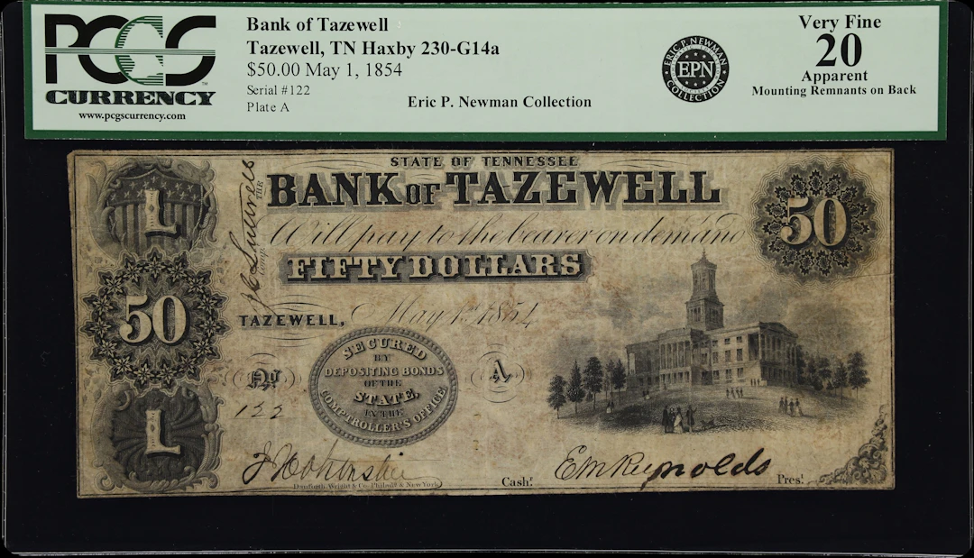 Tazewell, Tennessee. Bank of Tazewell. 1854 $50. PCGS Currency Very