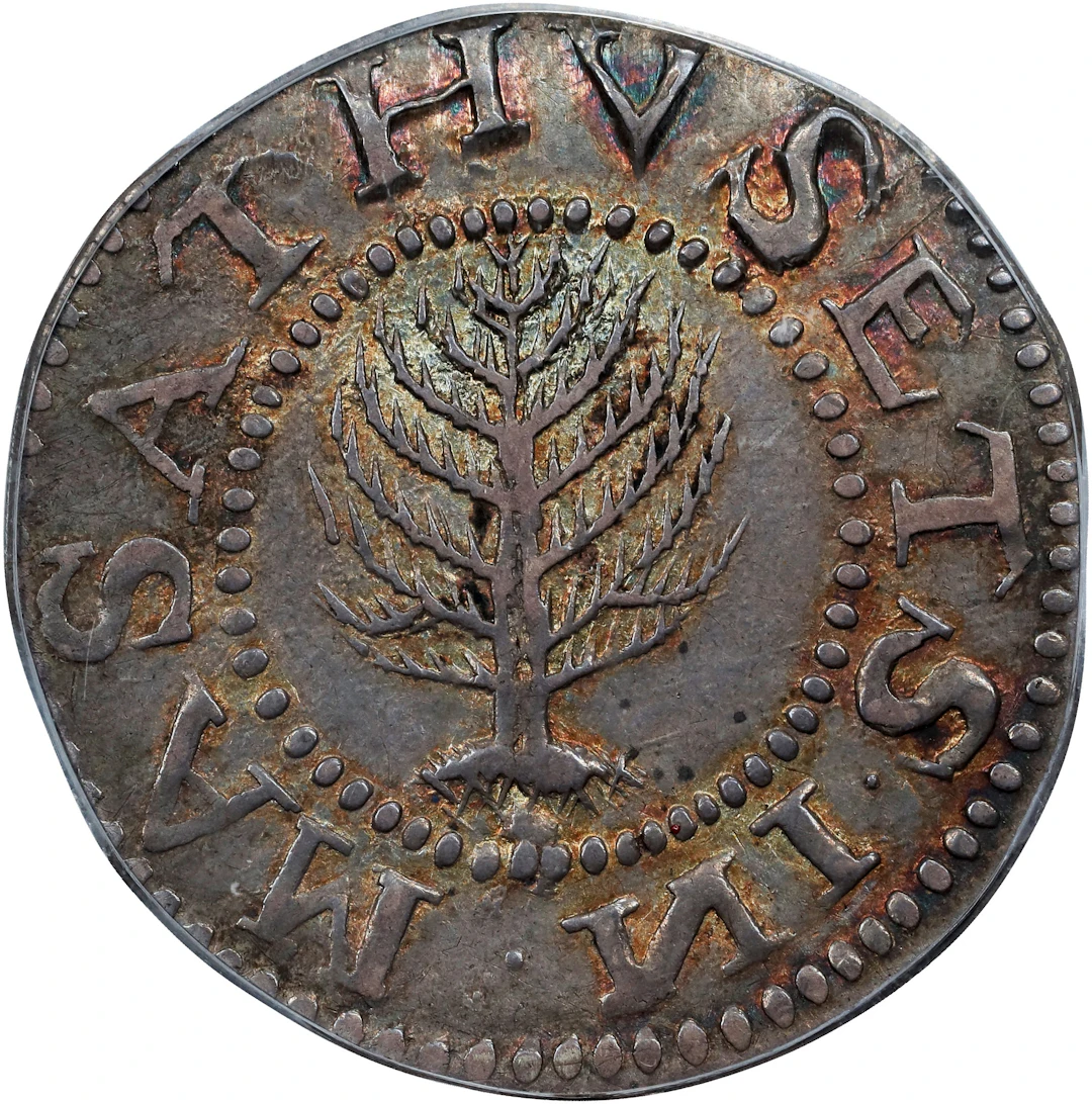 1652 Pine Tree Shilling. Large Planchet. Noe-8, Salmon 7-E, W-740.