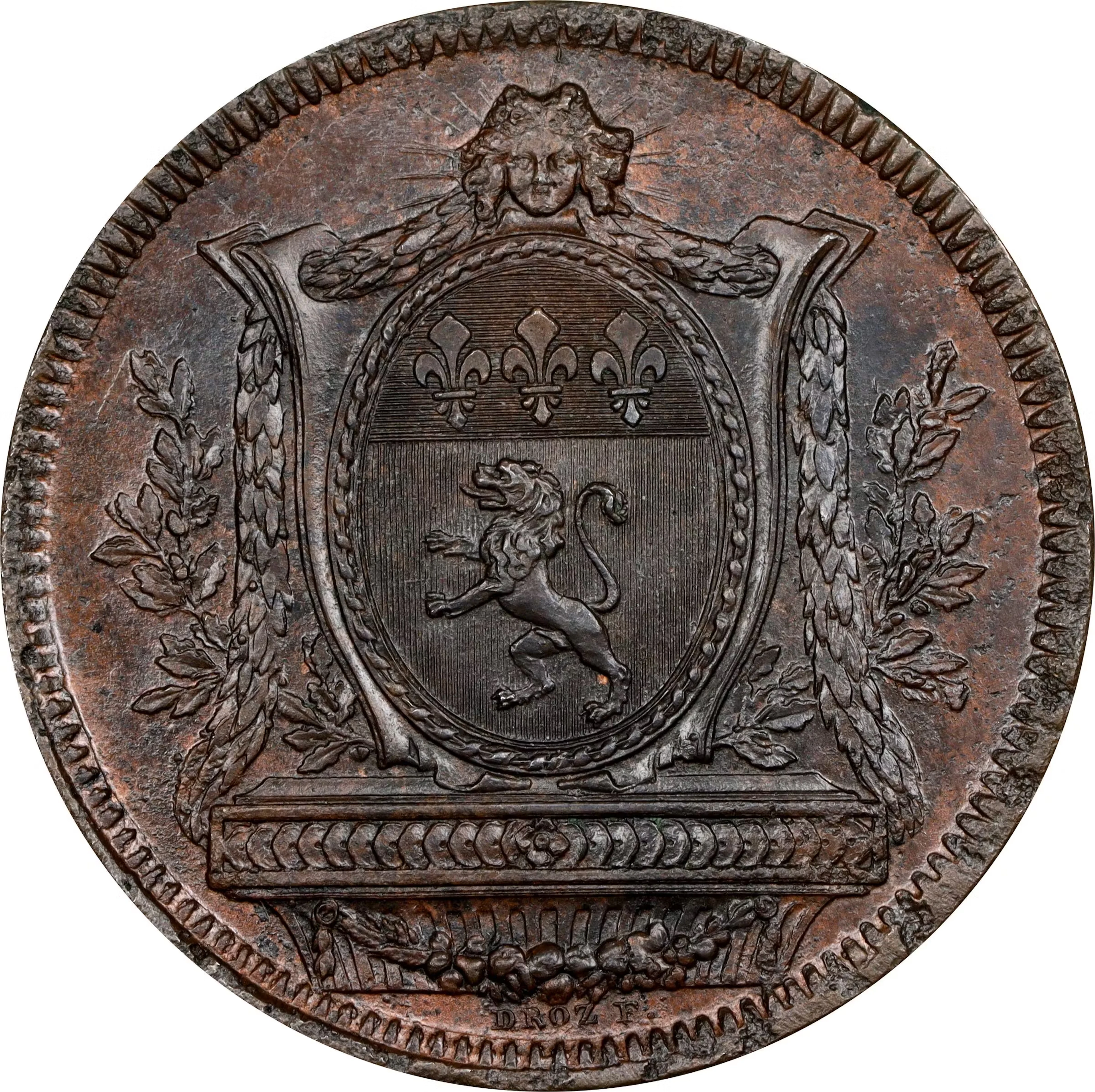 FRANCE. Constitution. Bell Metal Medallic Trial, ND (1792). Lyon Mint.