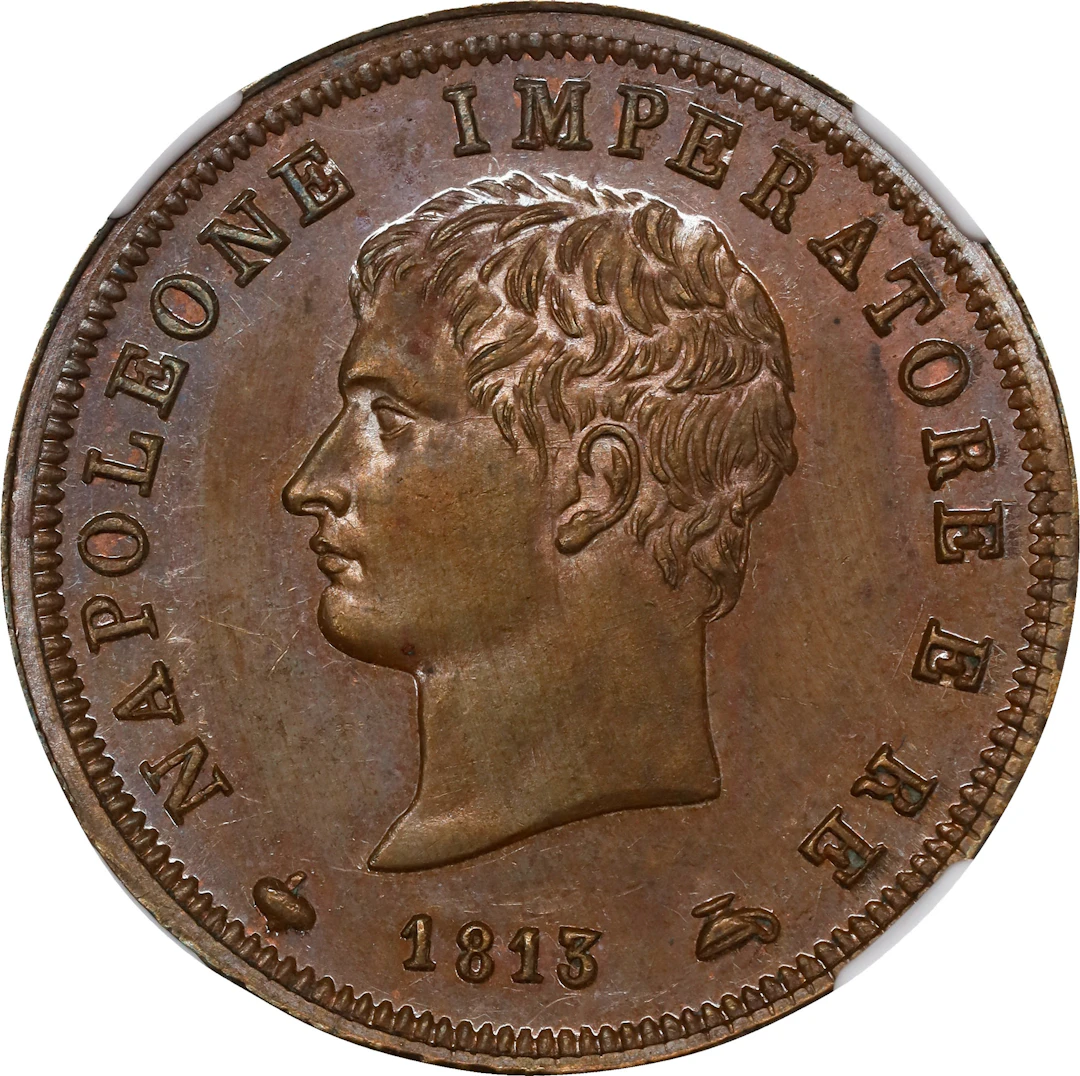(◊) ITALY. Kingdom of Napoleon. Soldo, 1813-M. Milan Mint. Napoleon