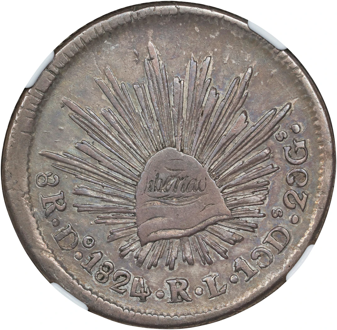 MEXICO. "Hookneck" 8 Reales, 1824-Do RL. Durango Mint. NGC EF-40.
