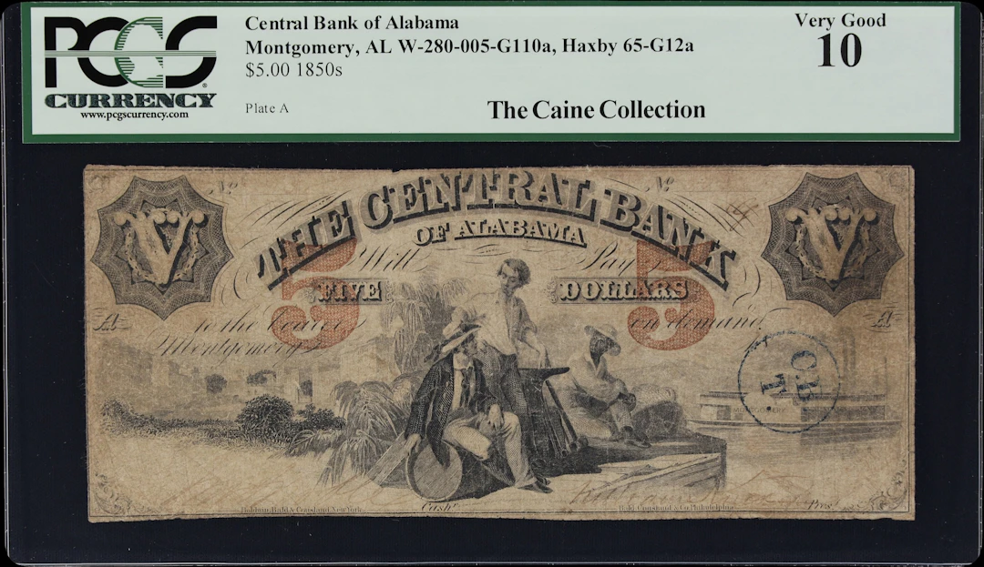 Montgomery, Alabama. Central Bank of Alabama. ND $5. PCGS Currency