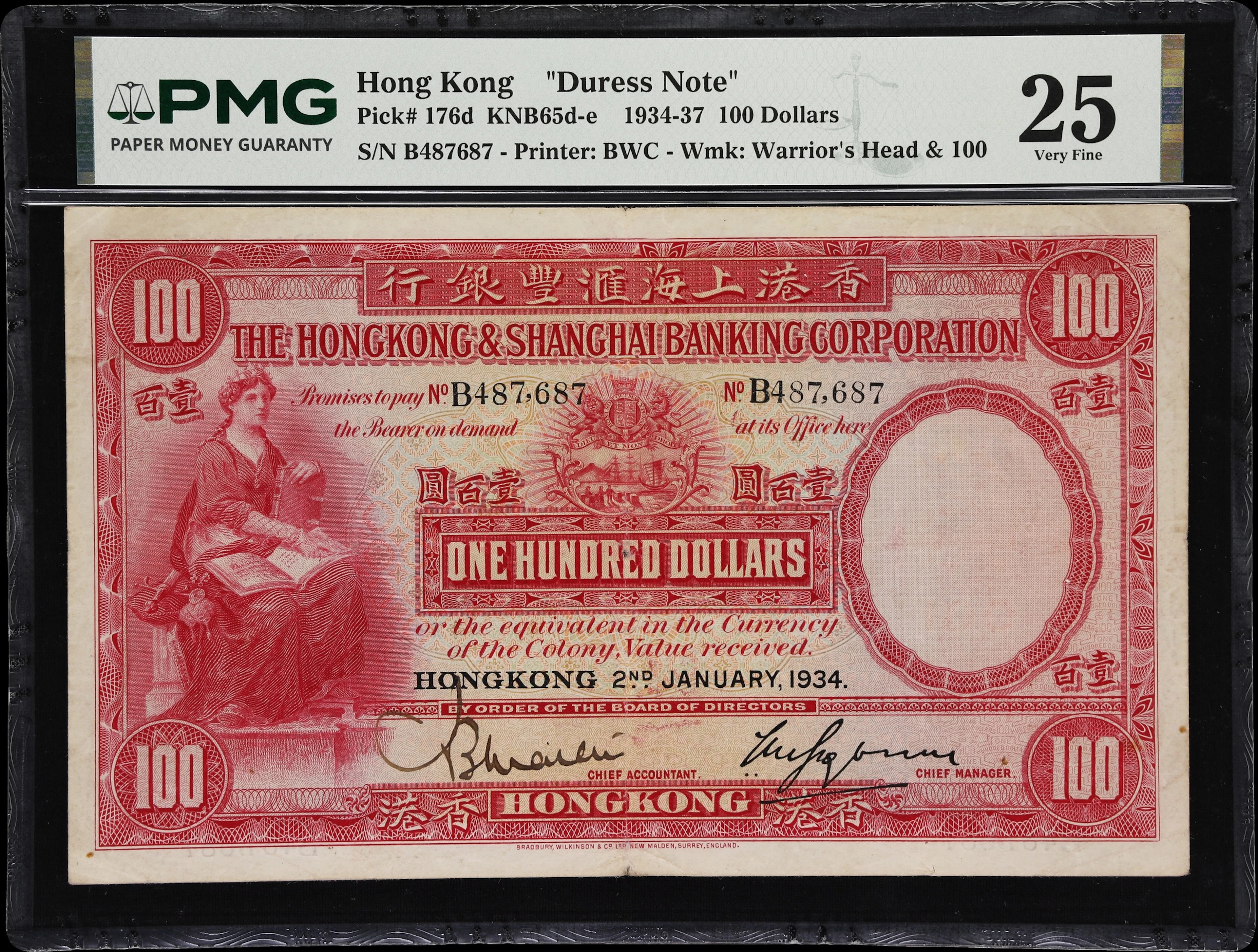 HONG KONG (SAR). Hong Kong & Shanghai Banking Corporation. 100 Dollars