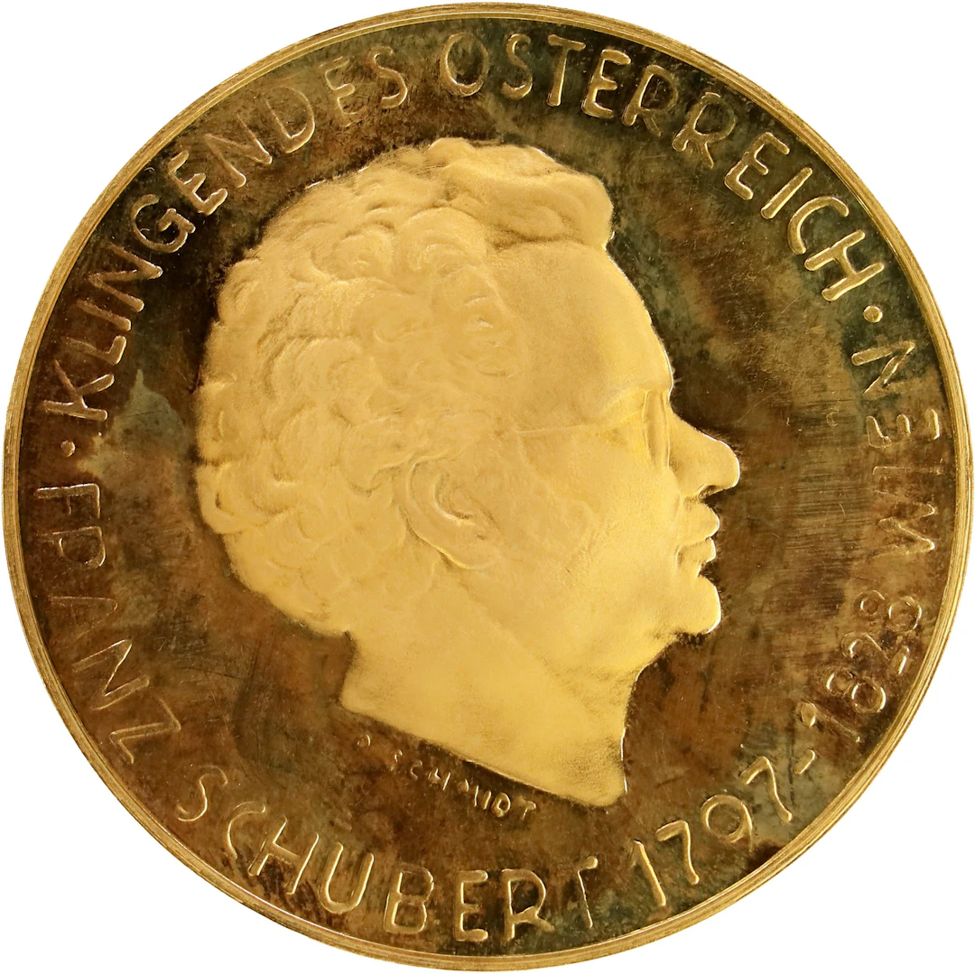 (1.447 oz, 45 g AGW). Austria. 1963 Sounds of Austria Franz Schubert