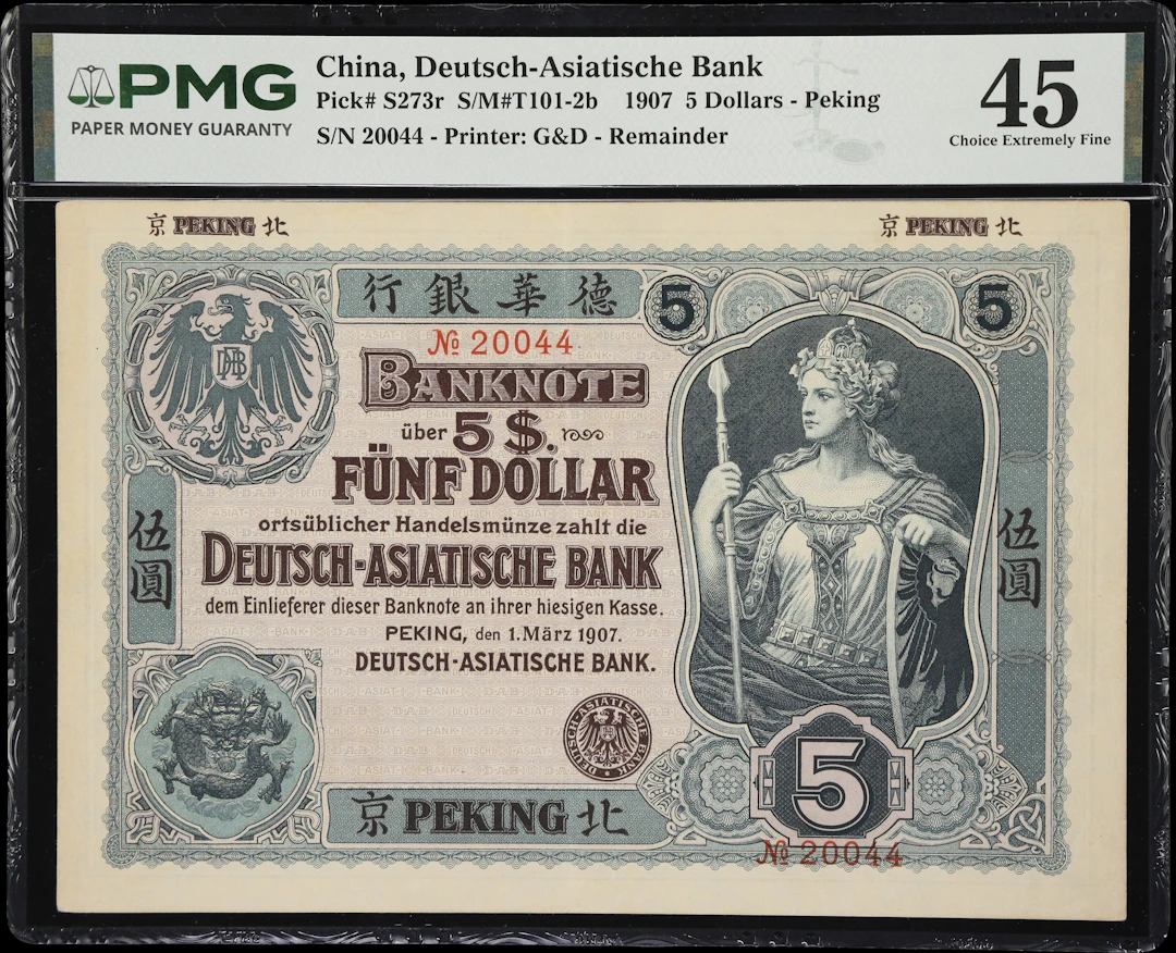 CHINA--FOREIGN BANKS. Deutsch-Asiatische Bank. 5 Dollars, 1.3.1907.