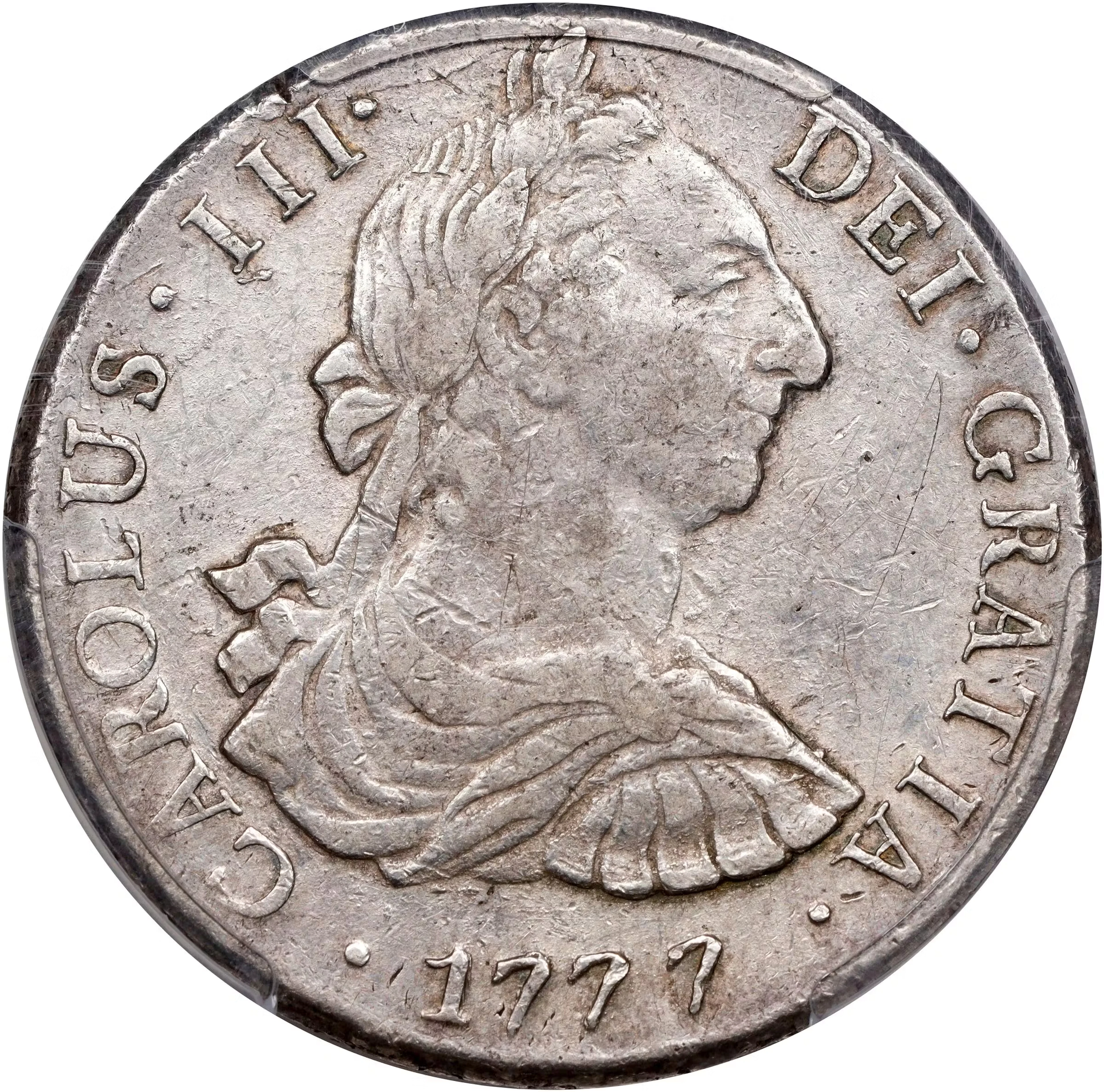 CHILE. 8 Reales, 1777-So DA. Santiago Mint. Charles III. PCGS EF-45.