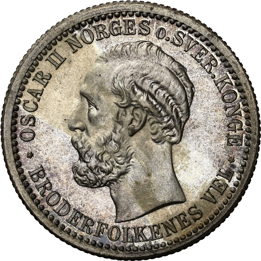 NORWAY. 50 Øre, 1877. Kongsberg Mint. Oscar II. NGC MS-67 Prooflike.