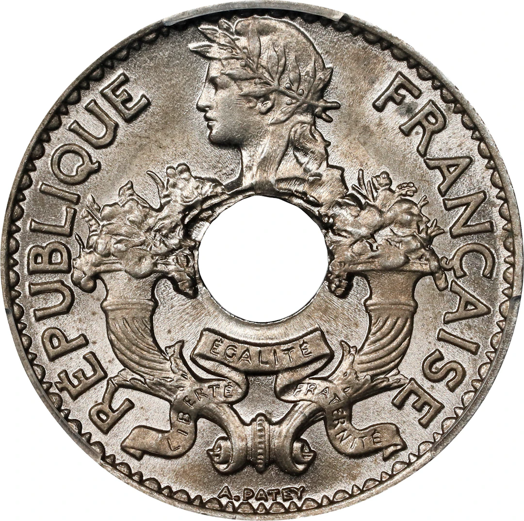 FRENCH INDO-CHINA. 5 Centimes, 1925. Paris Mint. PCGS MS-65.