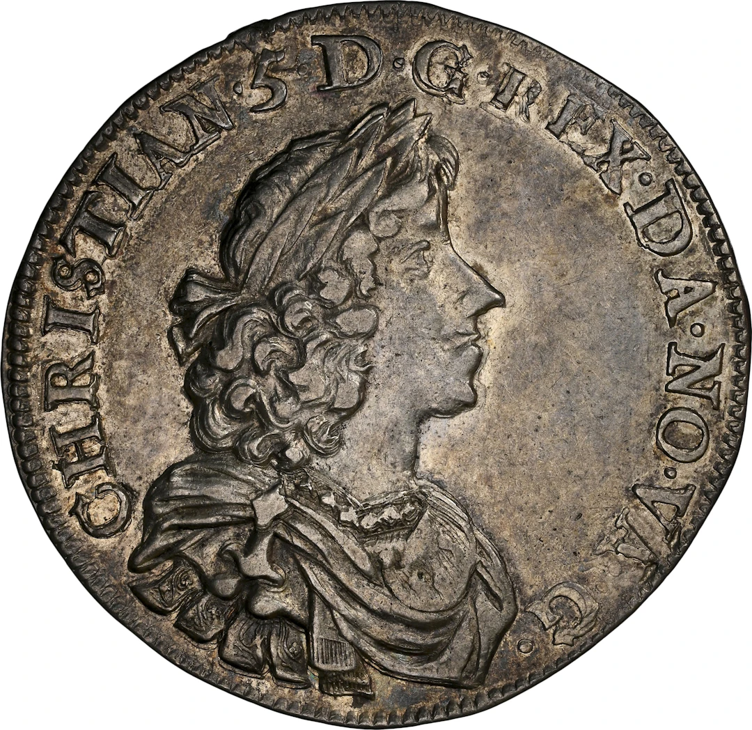 NORWAY. 1/2 Speciedaler, 1673. Christiania Mint. Christian V. NGC AU-55.
