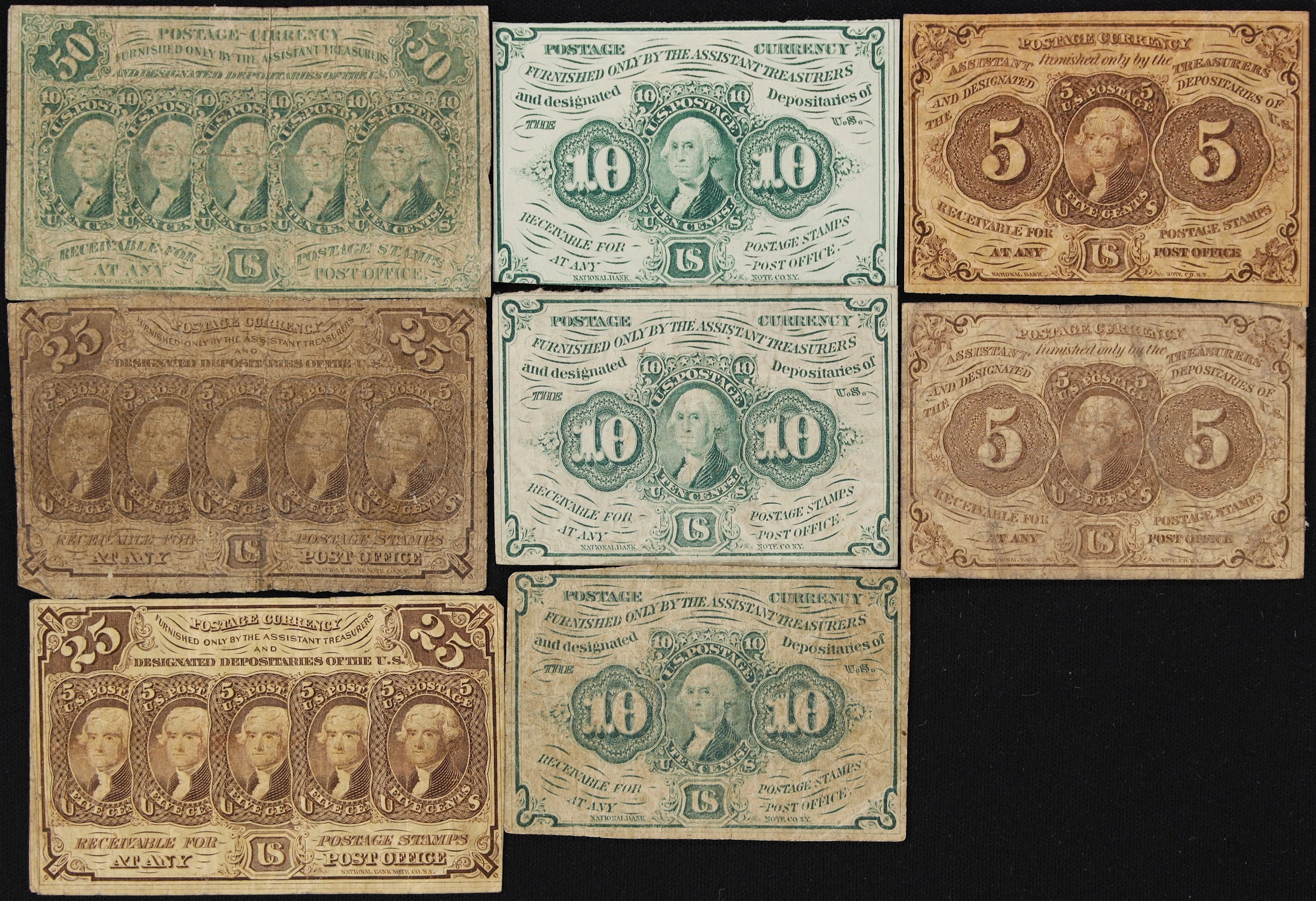 Lot of (8) Mixed Friedbergs. 5 Cents, 10 Cents, 25 Cents, & 50 Cents.