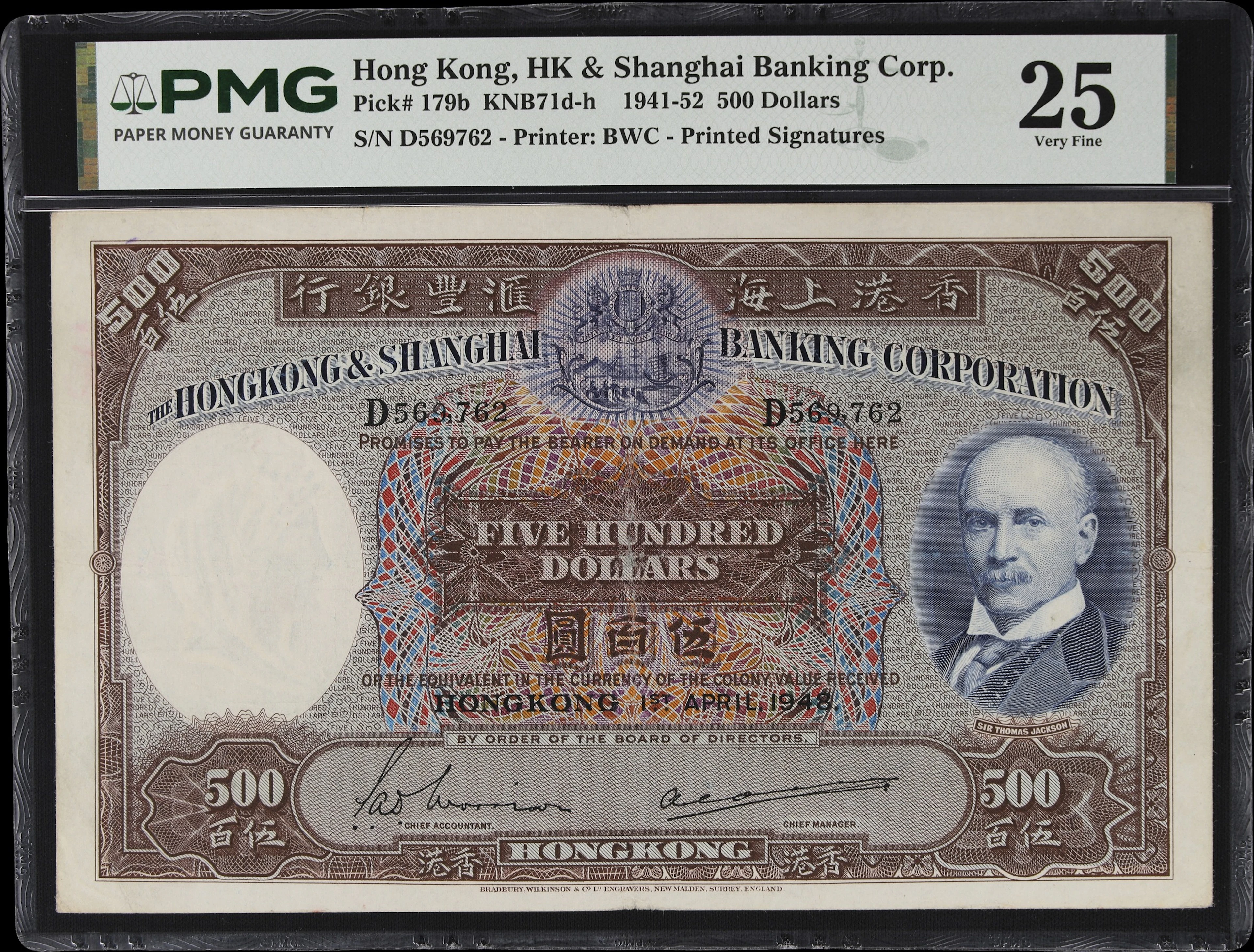 HONG KONG (SAR). Hong Kong & Shanghai Banking Corp.. 500 Dollars