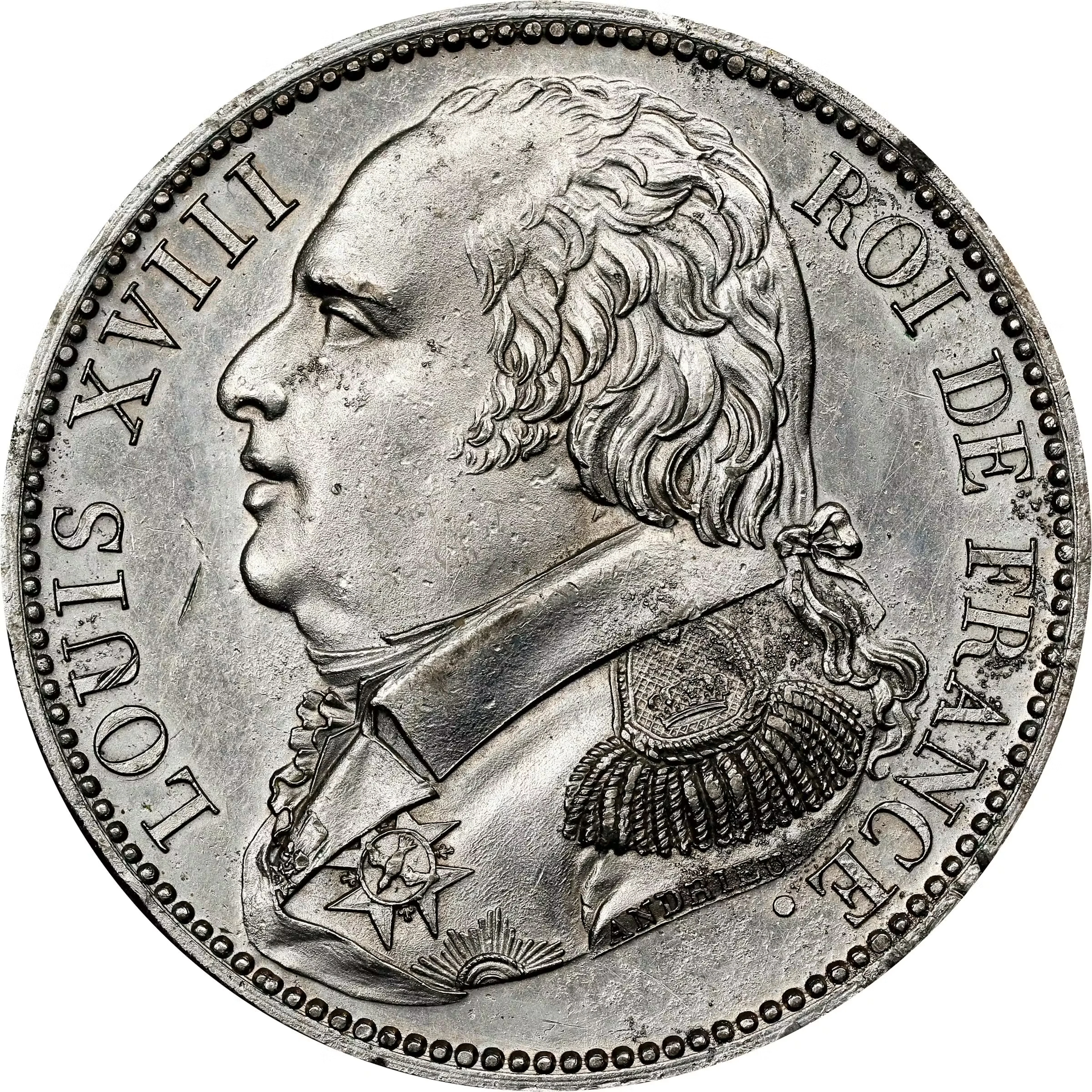 FRANCE. Kingdom (First Restoration). Tin Obverse Cliché or Trial for