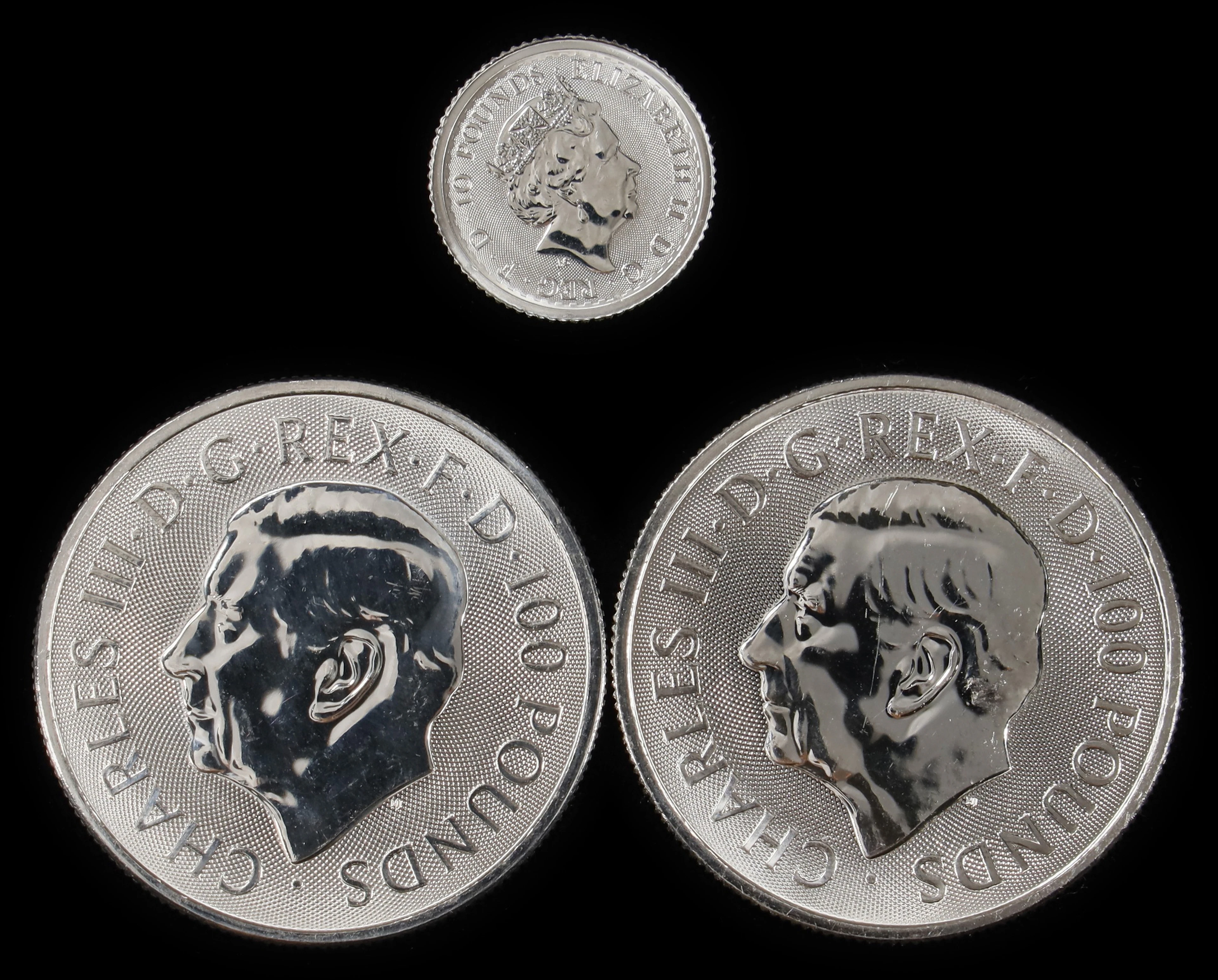(2.1 oz, 65.318 g APtW). Great Britain. Lot of (3) Mixed Date and