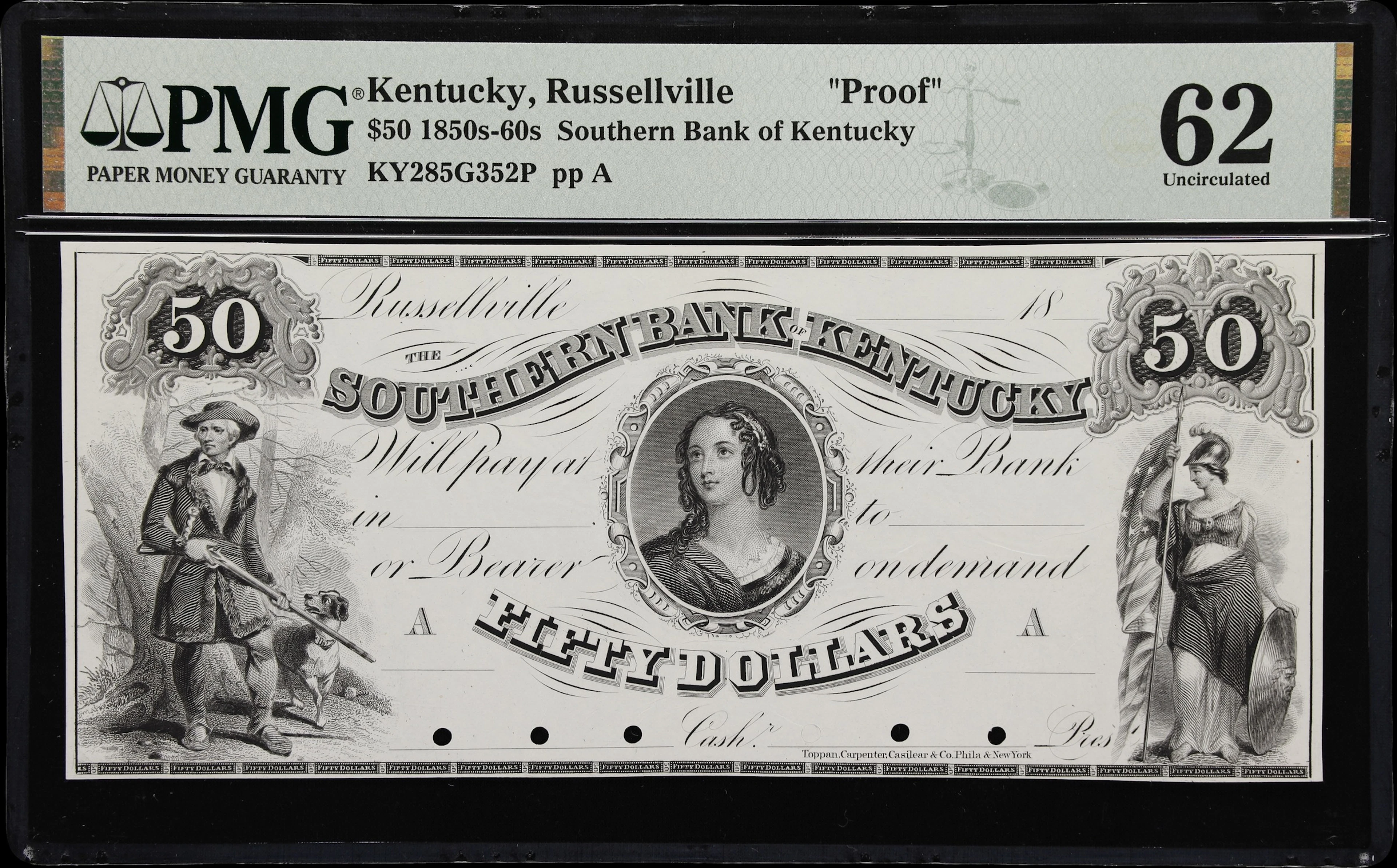 Russellville, Kentucky. Southern Bank of Kentucky. 18xx $50. PMG Uncirculated