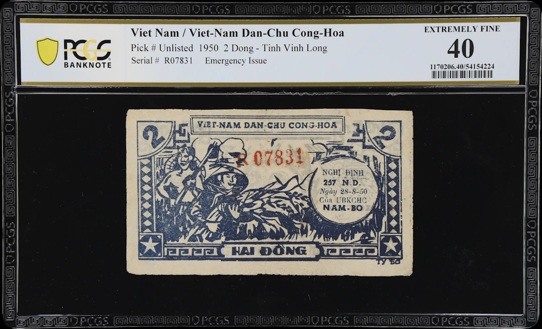 VIETNAM. Viet-Nam Dan-Chu Cong-Hoa. 2 Dong, 28.8.1950. P-Unlisted.