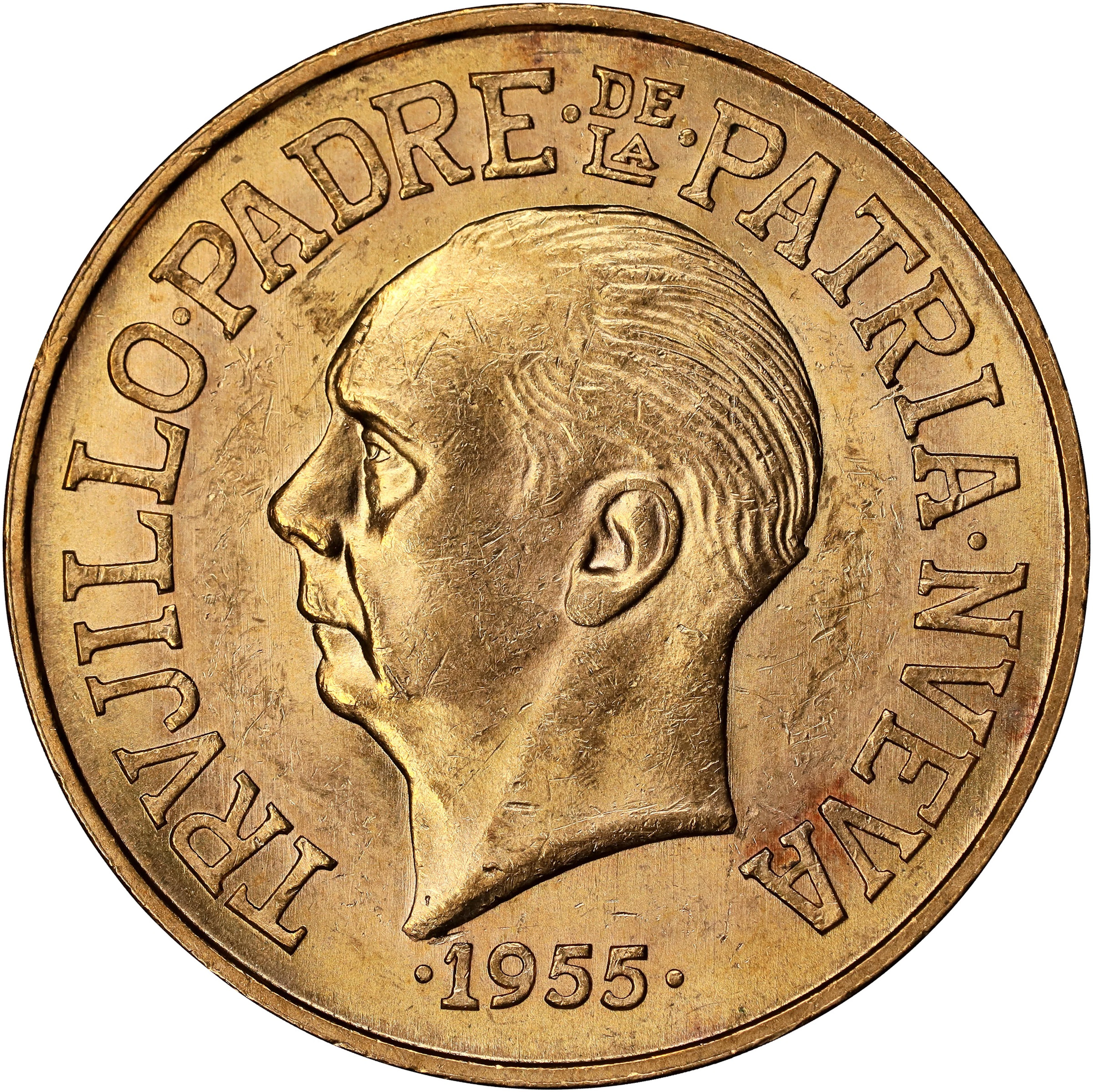 (0.857 oz, 26.656 g AGW). Dominican Republic. 1955 Gold 30 Pesos.