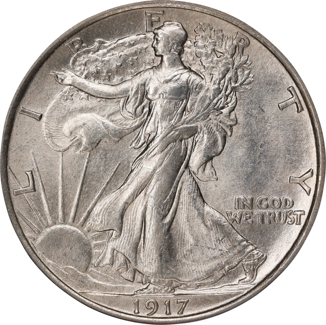 1917-D Walking Liberty Half Dollar. Reverse Mintmark. MS-63 (PCGS). CAC.