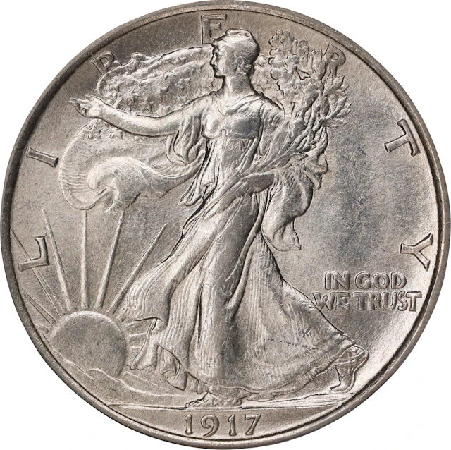 1917-D Walking Liberty Half Dollar. Reverse Mintmark. MS-63 (PCGS). CAC.